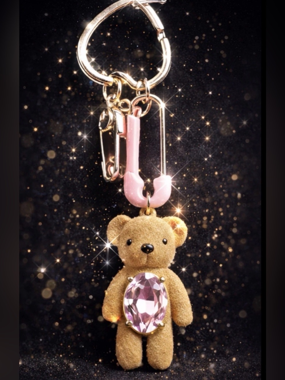 HTF Betsey Johnson Teddy Bear Jewelry Charm Keychain – Coquette Pink & Dusty